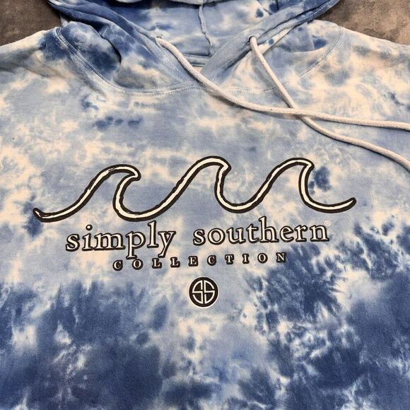 Simply Southern Sz XL BE THE LIGHT Blue Tie Dye Hoodie T Shirt Lighthouse Cotton - Picture 4 of 14